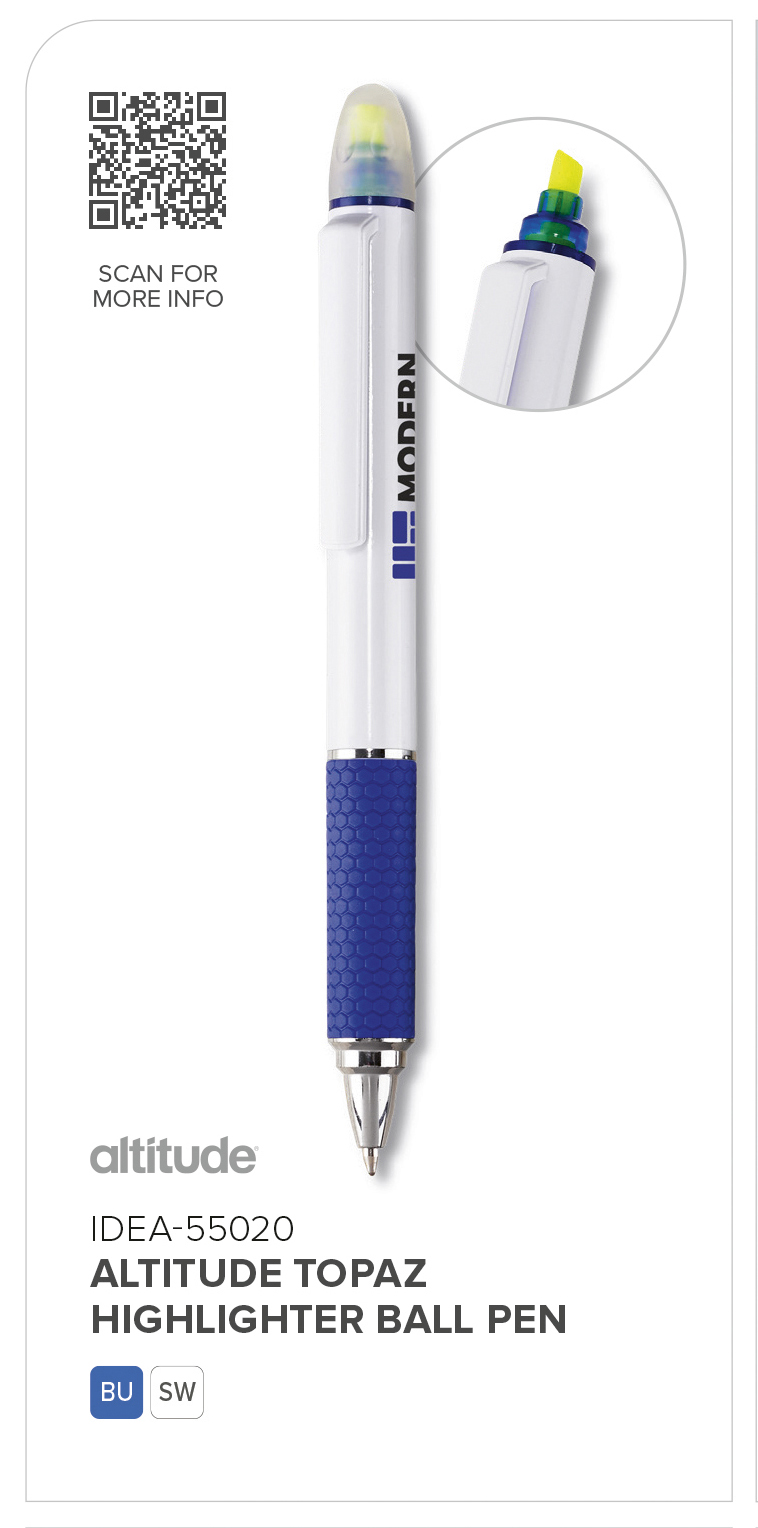 IDEA-55020 - Altitude Topaz Highlighter Ball Pen - Catalogue Image